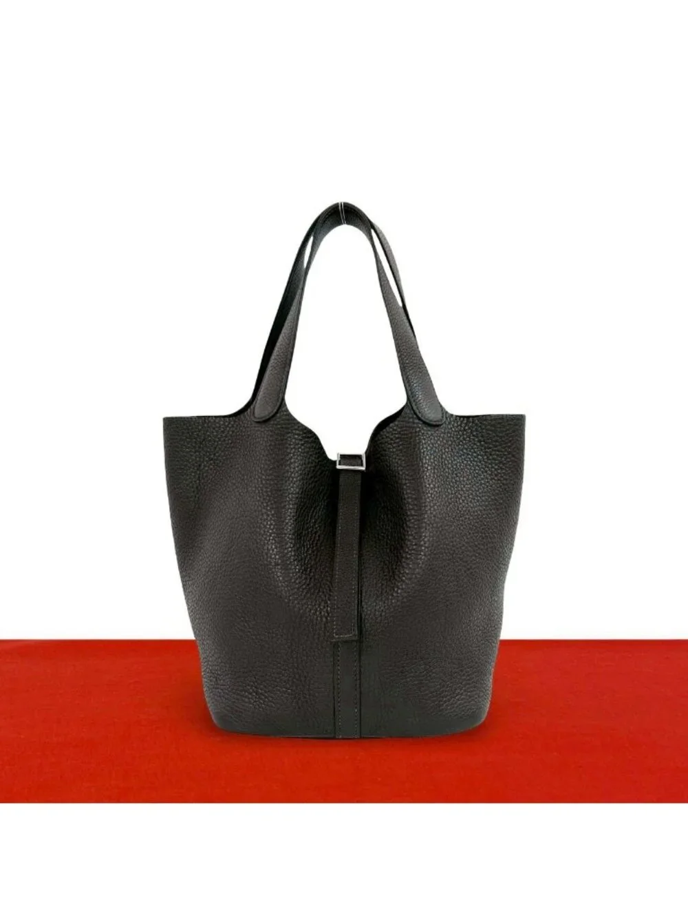 Hermes Picotin MM Taurillon Clemence Leather Tote Ebene